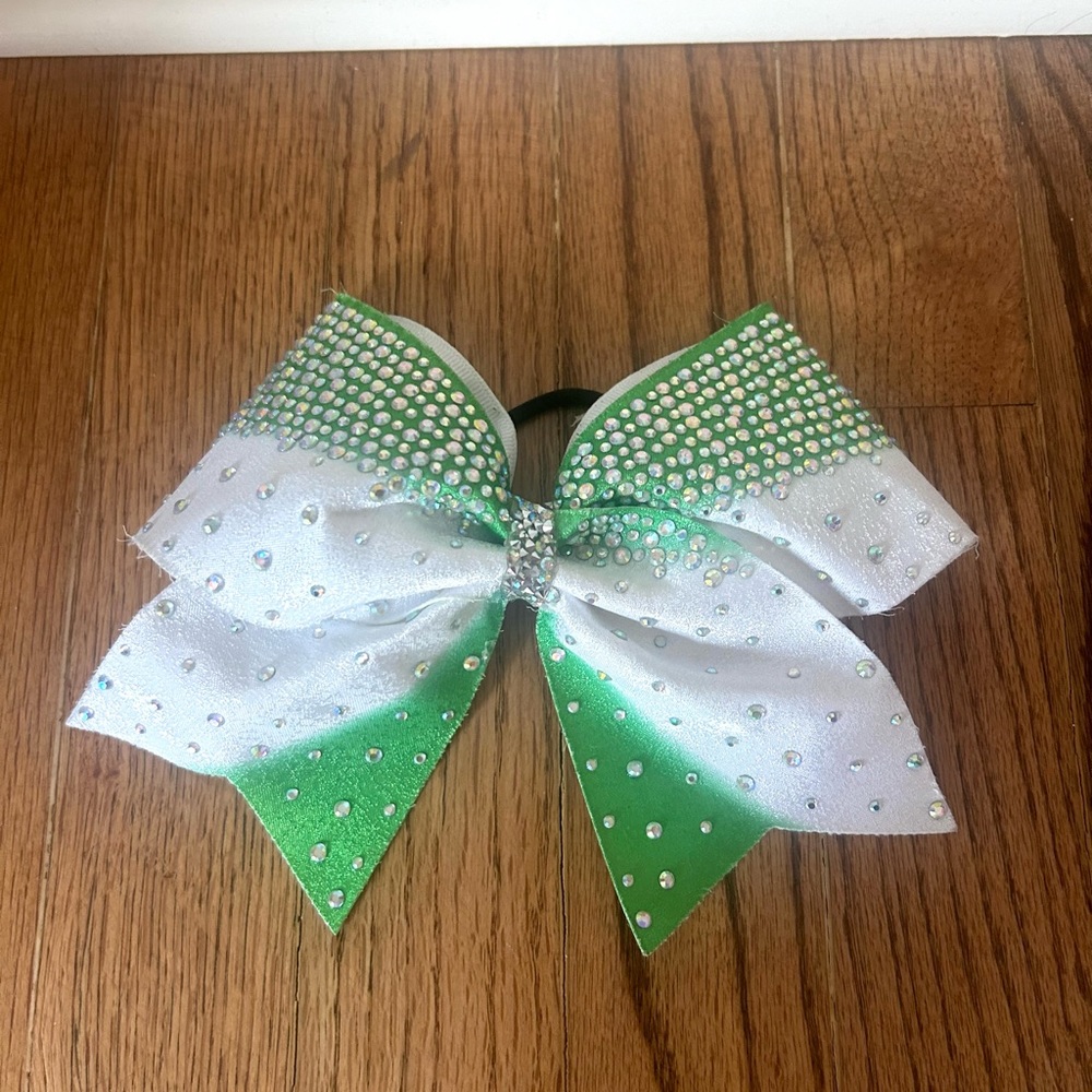 Green/White Cheer Bow